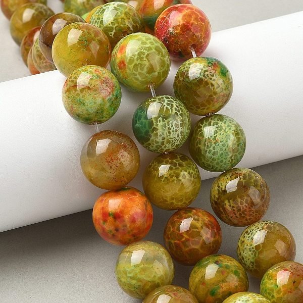 Dyed Natural Agate Beads Strands, Round, Colorful, 18Mm, Hole: 1.6Mm, About 22Pcs/Strand, 14.76''(37.5Cm)-14.96''(38Cm)-image