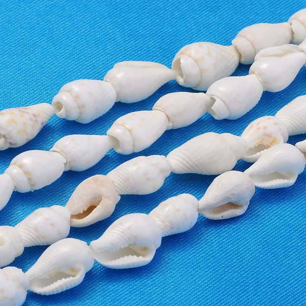 Natural Trumpet Shell Beads Strands, White, 6-13X4-8.5Mm, Hole: 0.5-1Mm, About 115-160Pcs/Strand, 37.01-50 Inch-image