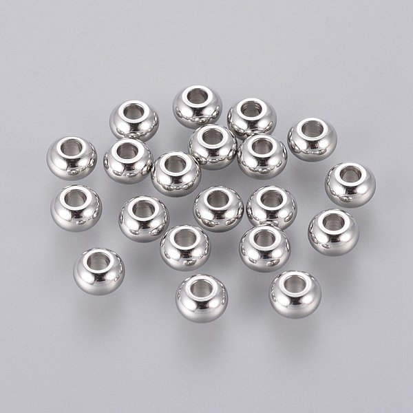 Tarnish Resistant Rondelle 304 Stainless Steel Beads, Stainless Steel Color, 5X3Mm, Hole: 2Mm-image