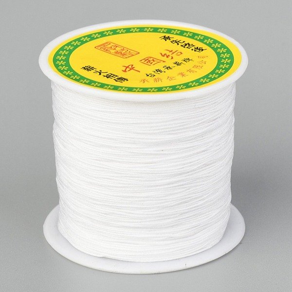 Fil De Nylon Tressé, Cordon De Nouage Chinois Cordon De Perles Pour La Fabrication De Bijoux En Perles, Blanc, 0.5Mm, Environ 150 Yards / Rouleau-image