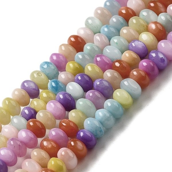 Natural Freshwater Shell Beads Strands, Rondelle, Dyed, Mixed Color, 5X3Mm, Hole: 0.6Mm, About 121-122Pcs/Strand, 14.76''(37.5Cm)-image