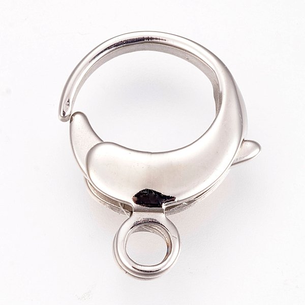 Tarnish Resistant 304 Stainless Steel Lobster Claw Clasps, Stainless Steel Color, 16.5X13X3.5Mm, Hole: 2.5Mm-image