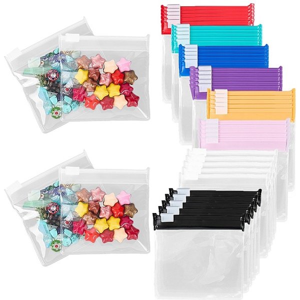 40 StüCk 8 Farben Eva-Kunststoff-Zip-Lock-Beutel, Tragbare, Selbstversiegelte Aufbewahrungsbeutel FüR Unterwegs, Viereck, Mischfarbe, 7.25X7.25X0.65 Cm, 5 Stk. Je Farbe-image