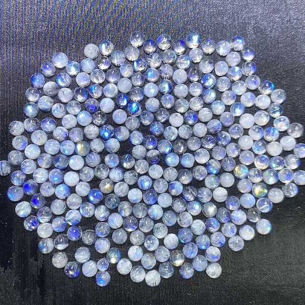 Cabochons Naturels En Pierre De Lune Arc-En-Ciel, Demi-Rond, 4Mm-image