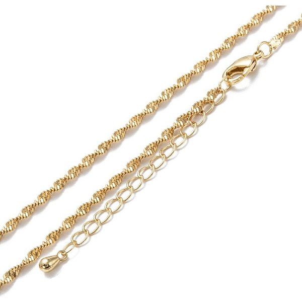 Brass Rope Chain Necklaces, Long-Lasting Plated, Real 18K Gold Plated, 15.94 Inch(40.5Cm)-image