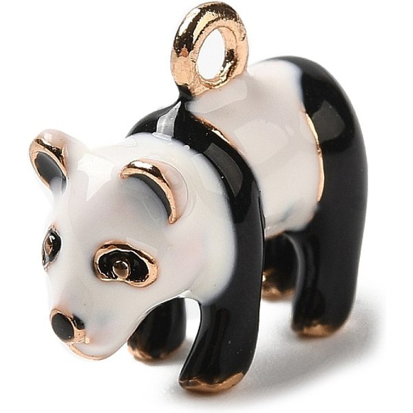 Alloy Enamel Animal Charms, 3D Panda Charms, White, 13X15X7Mm, Hole: 1.6Mm-image