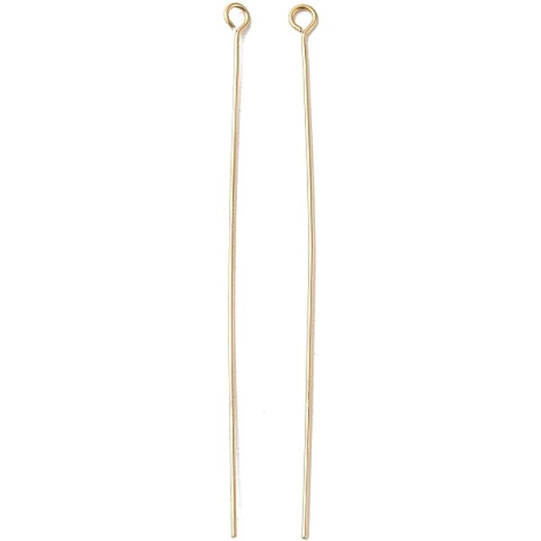 ÉPingles à œIl En Acier Inoxydable 304, Placage Ionique (Ip), VéRitable 18K Plaqué Or, 60X0.6Mm, Trou: 2Mm, 100 PièCes / Kit-image