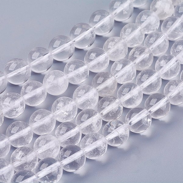 NatüRlichem Quarz-Kristall-Perlen SträNge, Bergkristallperlen, Runde, Transparent, 10 Mm, Bohrung: 1 Mm, Ca. 38 Stk. / Strang, 14.9 Zoll-image