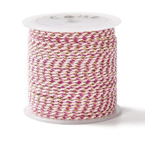 CordóN De PolialgodóN De 4 Capa, Cuerda De AlgodóN Macramé Hecha A Mano, Con Alambre De Oro, Para Colgar En La Pared De Cuerda, Diy Artesanal Hilo De Tejer, Coral Luz, 1.5Mm, Alrededor De 21.8 Yarda (20 M) / Rollo-image