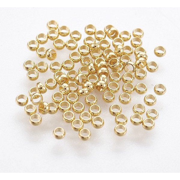 Perles à Sertir En Acier Inoxydable Chirurgical 316, Rondelle, VéRitable 18K Plaqué Or, 1.9Mm, Trou: 1Mm-image