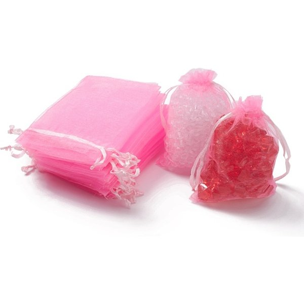 Sacchetti Regalo In Organza Con Coulisse, Sacchetti Regalo Per Bomboniere Natalizie, Sacchetti Di Organza Per Pot-Pourri, Roso, 12X9Cm-image