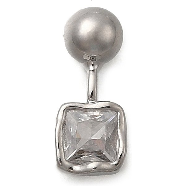 Breloques CarréEs En Laiton Micro Pavé De Zircones Cubiques, Sans Cadmium & Sans Nickel & Sans Plomb, Platine, Clair, 13X5X4-4.5Mm, Trou: 1.2X1.5Mm-image