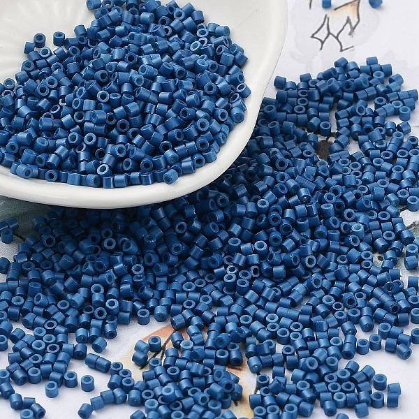 Backlack Glasperlen, ZylinderföRmig, Marineblau, 2X1.5 Mm, Bohrung: 1 Mm, Ca. 5599 Stk. / 50 G-image
