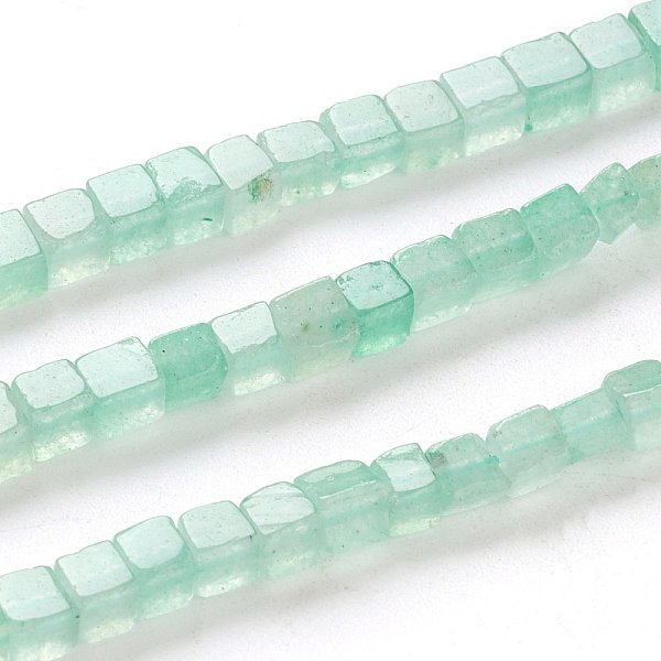 Natural Green Aventurine Beads Strands, Cube, 4X4X4Mm, Hole: 0.7Mm, About 93Pcs/Strand, 15.75 Inch(40Cm)-image