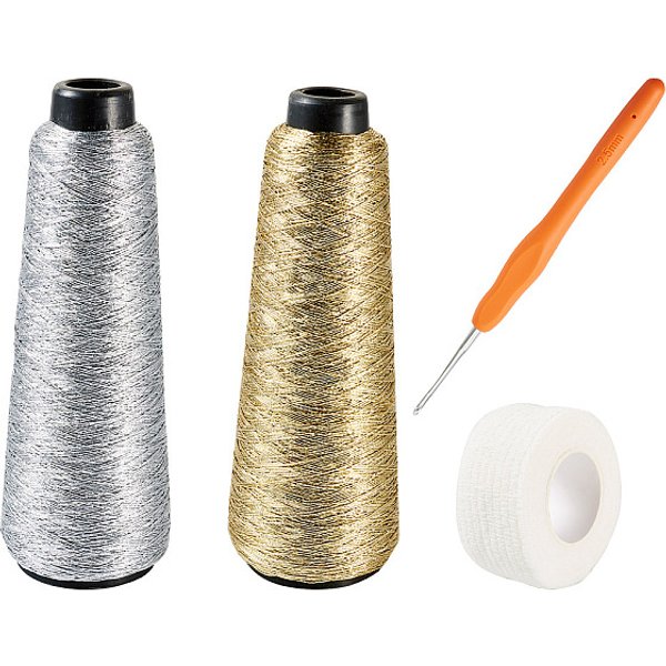 Kit Per Maglieria Fai Da Te, Compreso Il Cordone Con Anima Avvolta In Poliestere E Metallo, Benda In Tessuto Non Tessuto E Uncinetti Trp, Colore Misto-image