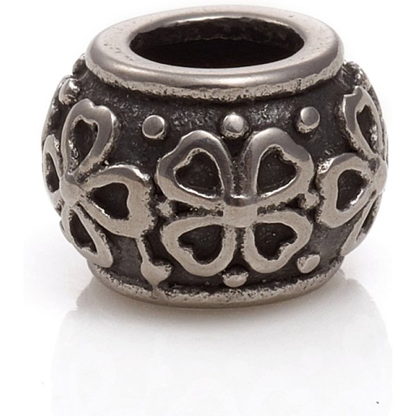 Perline europee in acciaio inossidabile 304, perline con foro grande, rondelle con trifoglio, argento antico, 10.5x7.5mm, Foro: 5 mm