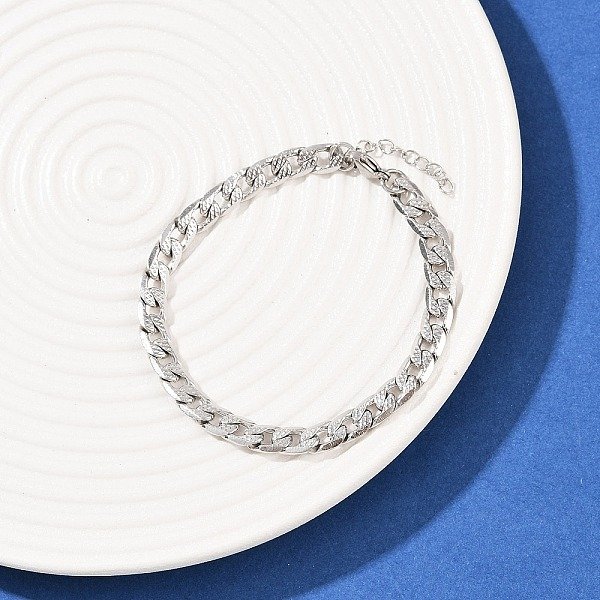 Bracelets à ChaîNe Gourmette En Acier Inoxydable 304 Pour Femmes, Couleur Inoxydable, 7-1/8 Pouce (18.2 Cm)-image