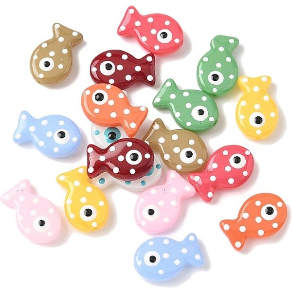 Cuentas De Esmalte Hechas A Mano, Pescado, Color Mezclado, 19.5X12.5X6-6.5Mm, Agujero: 1.2-1.4 Mm-image