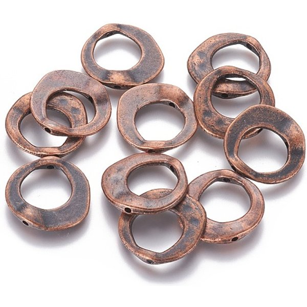 Tibetan Style Irregular Ring Bead Frames, Lead Free & Cadmium Free & Nickel Free, Red Copper, 20.5X20.5X3Mm, Hole: 12Mm-image