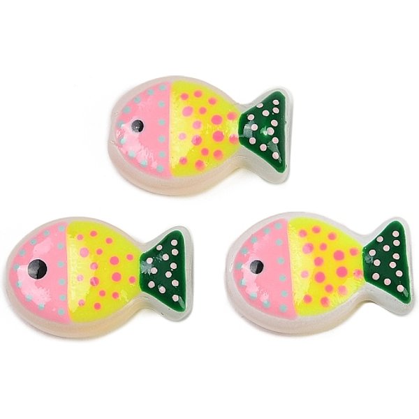 Abalorios De Colores Vario Hechos A Mano, Pescado, Con Esmalte, Verde Oscuro, 20X13X5.5Mm, Agujero: 1.4 Mm-image