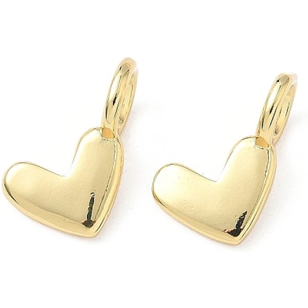 Brass Pendants, Heart, Lead Free & Cadmium Free, Long-Lasting Plated, Rack Plating, Real 18K Gold Plated, 14.5X16X2.5Mm, Hole: 5Mm-image