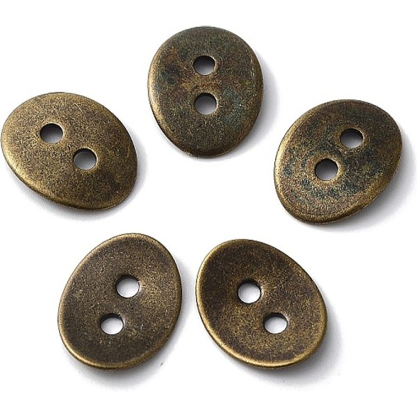 Fermagli Pulsante In Ottone, Bronzo Antico, 14X10Mm, Foro: 2 Mm-image