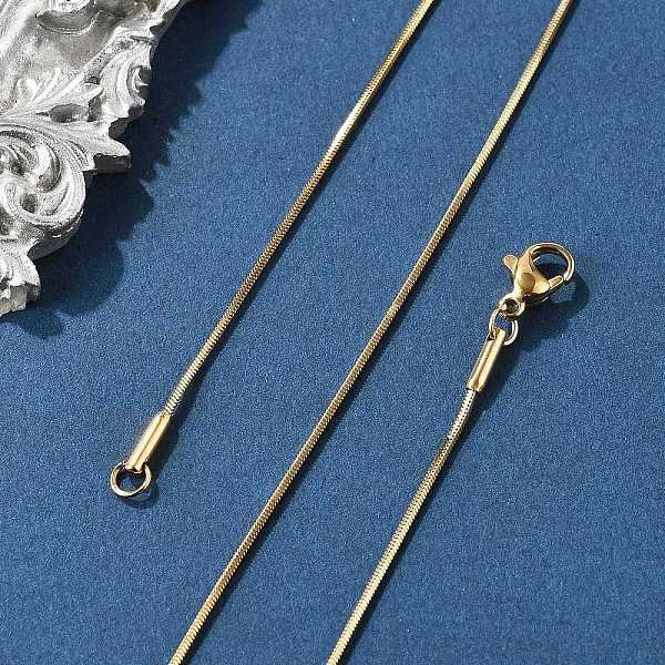 Ion Plating(Ip) 304 Stainless Steel Snake Chains Necklaces, With Lobster Claw Clasps, Real 18K Gold Plated, 17.7 Inch(45Cm), 0.9Mm-image