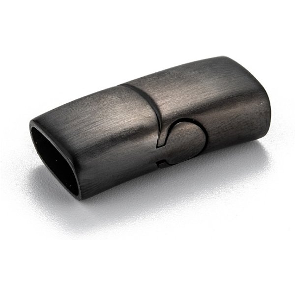 MagnetverschlüSse Aus Chirurgischem Edelstahl 316 Mit Einklebbaren Enden, Matt, Rechteck, Matte Gunmetal Farbe, 24.5X12X7 Mm, Bohrung: 5X10 Mm-image