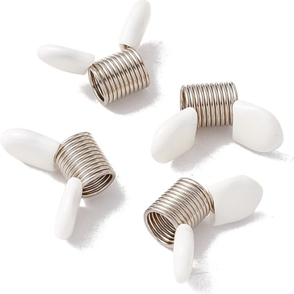 201 Stainless Steel Mini Spring Bead Clamps for Beading Jewelry Making, with Plastic Covers, Stainless Steel Color, 1.8-2x3.1-3.2x1.2cm, Inner Diameter: 0.8cm
