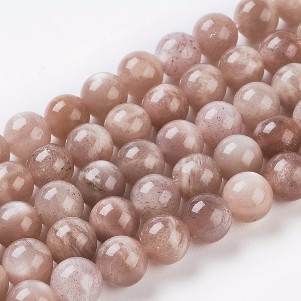 Chapelets De Perles De Sunstone Naturelle Naturelles, Ronde, 8Mm, Trou: 1Mm, Environ 24 Pcs/Chapelet, 7.8 Pouce-image