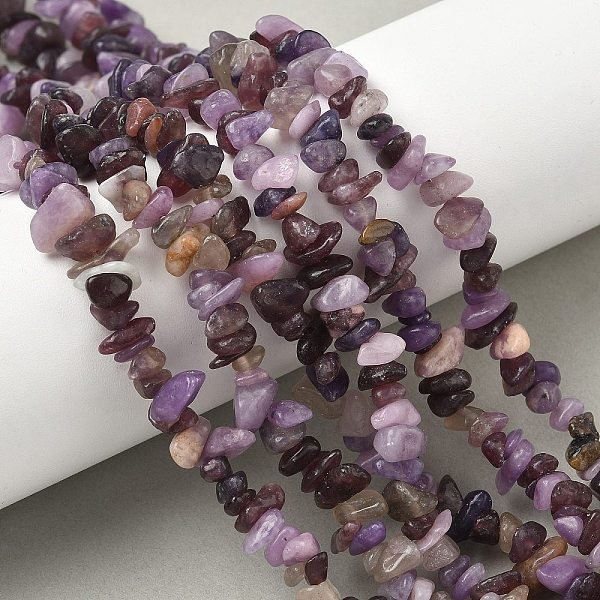 Natural Lepidolite/Purple Mica Stone Beads Strands, Chip, 1.5-6X6-11.5X4-7.5Mm, Hole: 0.7Mm, About 232-240Pcs/Strand, 30.71''-32.68''(78-83Cm)-image
