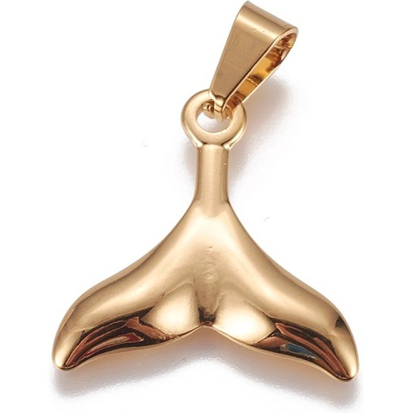 Pendentifs En Acier Inoxydable 304, Forme De Queue De Baleine, Or, 26X25X3Mm, Trou: 9X4.5Mm-image