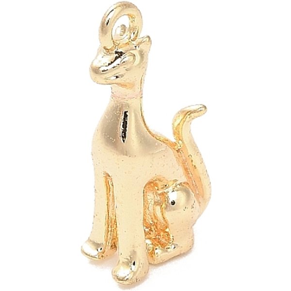 Messing AnhäNger & Charms, Hund Charme, Echtes 14K Vergoldet, 15.5X8X5 Mm, Bohrung: 1.2 Mm-image