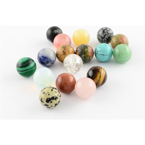 Natürliche & synthetische Edelsteinperlen, Edelsteinkugel, für Draht gewickelt Anhänger Herstellung, kein Loch / ungekratzt, Runde, Mischfarbe, 10 mm