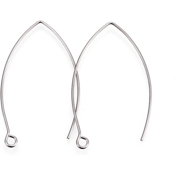 Crochets De Boucles D'oreilles En Acier Inoxydable 304 RéSistant Au Ternissement, Avec Boucle Horizontale, Couleur Inoxydable, 39-40X24X0.9Mm, Trou: 2Mm, 19 Jauge, Pin: 0.9 Mm-image