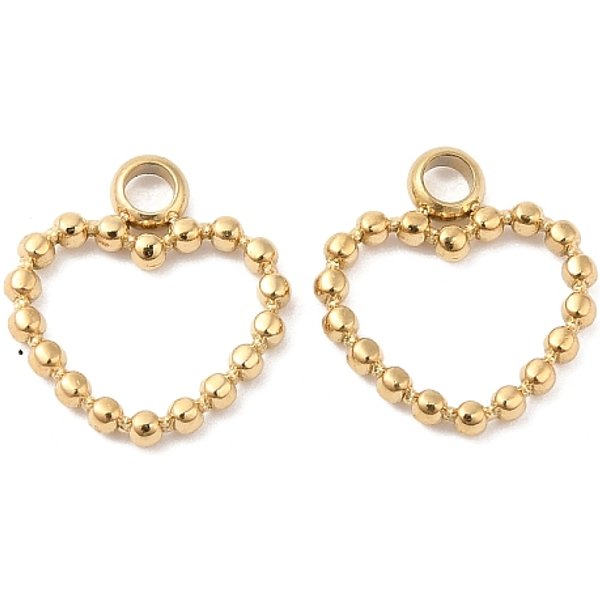 Ion Plating(Ip) 304 Stainless Steel Charms, Hollow Heart Charm, Real 14K Gold Plated, 11X10.5X1.5Mm, Hole: 1.5Mm-image