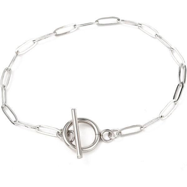 Tarnish Resistant Unisex 304 Stainless Steel Paperclip Chain Bracelets, With Toggle Clasps, Stainless Steel Color, 7-7/8 Inch(20Cm)-image