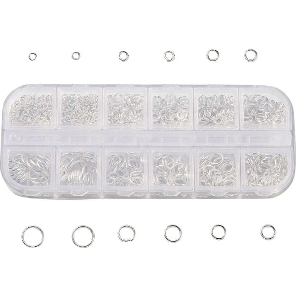 1 Box Brass Jump Rings, 4Mm/5Mm/6Mm/7Mm/8Mm/10Mm Jump Ring Mixed, Open Jump Rings, Silver Color Plated-image