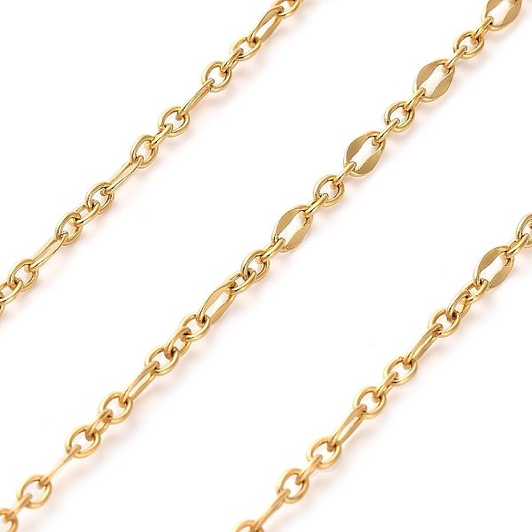 304 Stainless Steel Curb Chains, Ion Plating(IP), with Spool, Soldered, Real 18K Gold Plated, 3x5x0.5mm, 10m