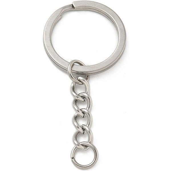 304 Stainless Steel Split Key Rings, Stainless Steel Color, 51Mm-image
