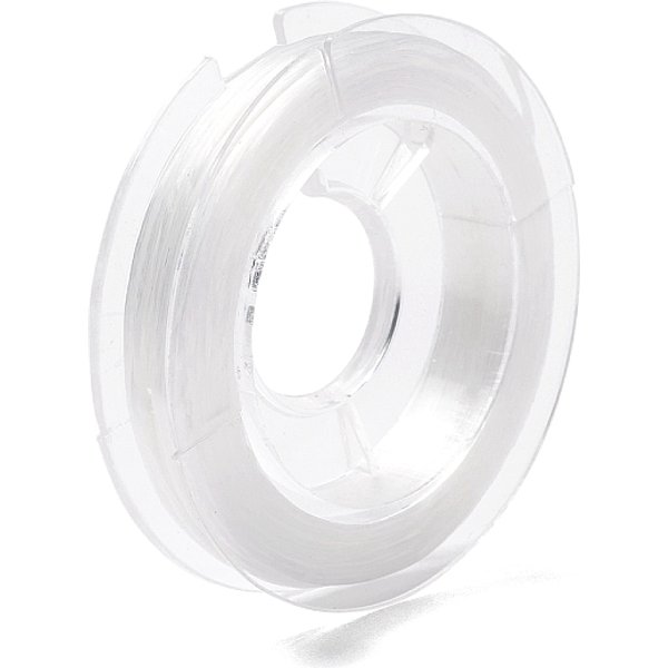 Strong Stretchy Beading Elastic Thread, Flat Crystal Jewelry String For Jewelry Making, White, 0.8Mm, About 10.93 Yards(10M)/Roll-image