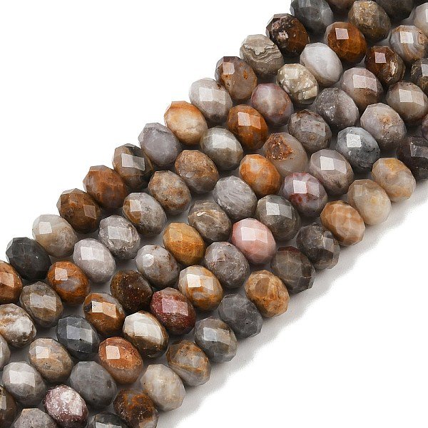 Natural Gobi Agate Beads Strands, Faceted, Rondelle, 8X5Mm, Hole: 1Mm, About 72Pcs/Strand, 14.96 Inch(38Cm)-image