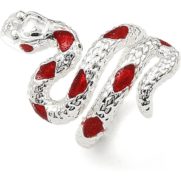 Brass Beads, Snake, Silver, 17.5x13x13mm, Hole: 9mm