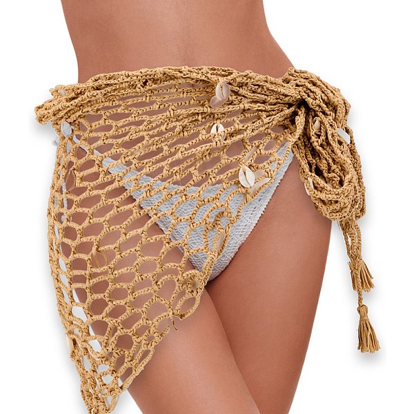 Sarong De Plage En Crochet Pour Femme En Polyester, ChâLe De Maillot De Bain En Maille, Avec Coque En Plastique, PéRou, 3060X725X8Mm-image