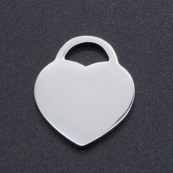 Non-Tarnish 304 Stainless Steel Pendants, Heart, Stamping Blank Tag, Stainless Steel Color, 19X16X1Mm, Hole: 7X4Mm-image