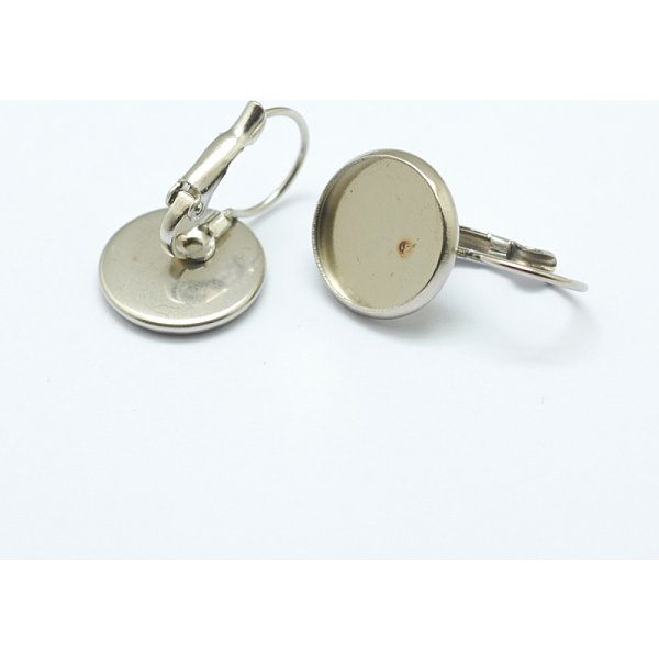 Montature Per Orecchini A Leva In Acciaio Inossidabile 304 Anti-Ossidazione, Rotondo E Piatto, Colore Acciaio Inossidabile, Vassoio: 12Mm, 23-26X14X2Mm, Ago :1Mm-image