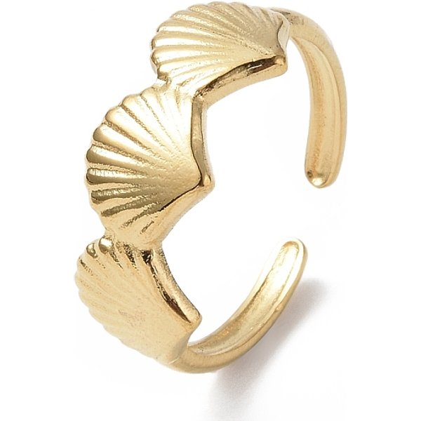 Anillo De PuñO Abierto De Acero Inoxidable 304 Con Revestimiento IóNico (Ip) Para Mujer, Real 18K Chapado En Oro, DiáMetro Interior: 17 Mm-image