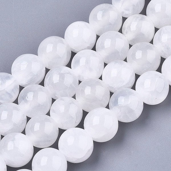 Fili Di Perline Di Selenite Naturale, Tondo, Grado A, Grado A, 8Mm, Foro: 0.9 Mm, Circa 49Pcs/Filo, 15.67 Pollice (39.8 Cm)-image
