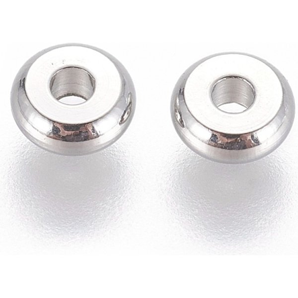 Tarnish Resistant 304 Stainless Steel Spacer Beads, Flat Round, Stainless Steel Color, 5X2Mm, Hole: 1.6Mm-image