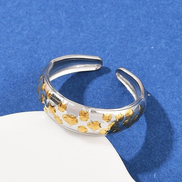 Doppelfarbige Manschettenringe Aus Edelstahl 304, Ionenbeschichtung (Ip), Goldenen Und Edelstahl Farbe, Stern, 6.5 Mm, Innendurchmesser: Verstellbar-image